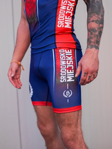 Spodenki kompresyjne "Fushion" - Granatowo / Czerwone SM_1399 Środowisko Miejskie