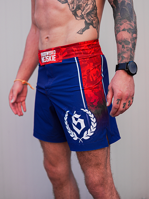 MMA Shorts "Fusion" - Navy / Red SM_1400 Środowisko Miejskie FIGHT SHORTS