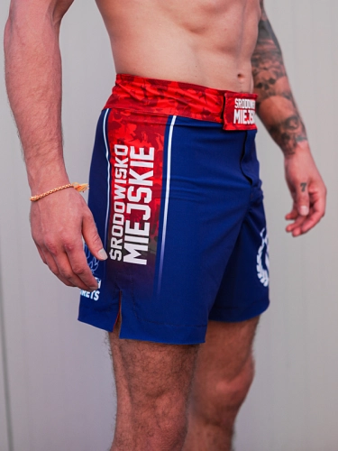 Spodenki MMA "Fusion" - Granatowo / Czerwone SM_1400 Środowisko Miejskie