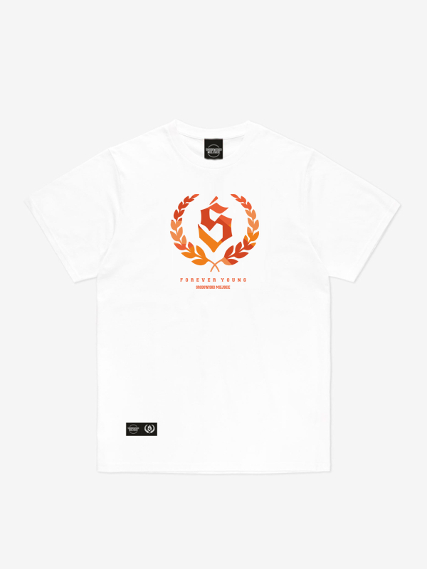 T-Shirt "Forever young" - White / Orange SM_1447 Środowisko Miejskie T-SHIRTS