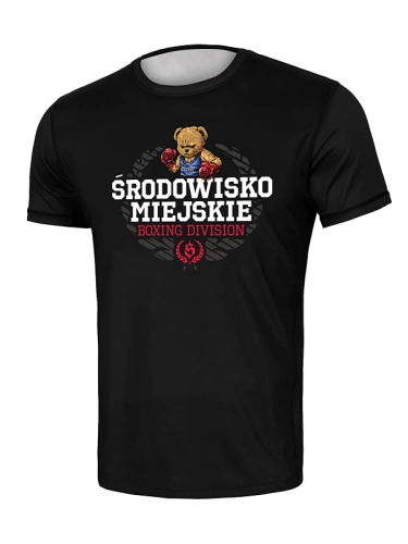 Koszulka Sportowa Mesh "Boxing Bear" - Czarna SM_1455 Środowisko Miejskie