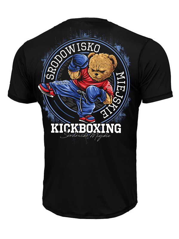 Koszulka Sportowa Mesh "Kickboxing Bear" - Czarna SM_1454 Środowisko Miejskie