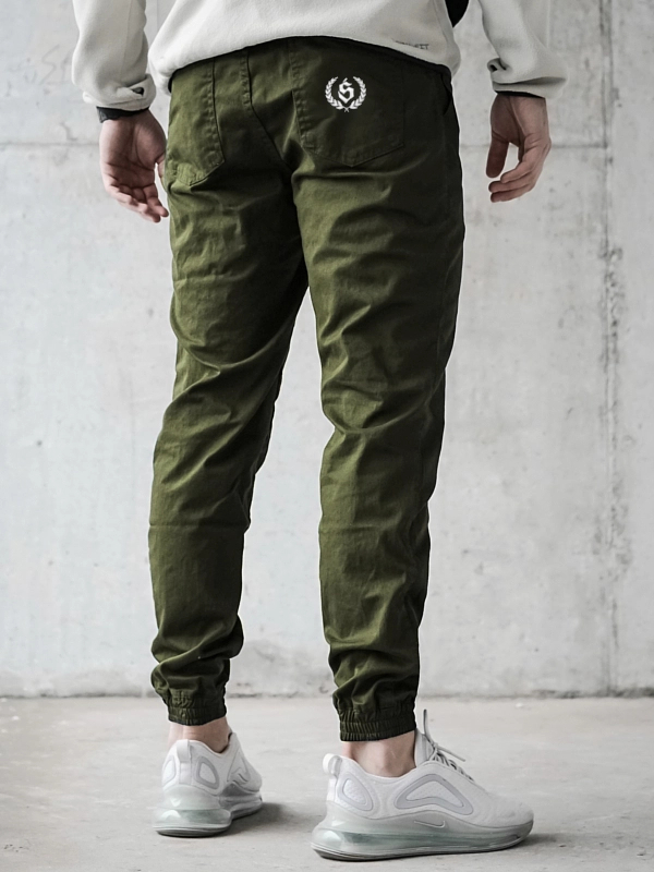 Spodnie Materiałowe Jogger "Laur Icon" Khaki / Białe za 199,00 zł