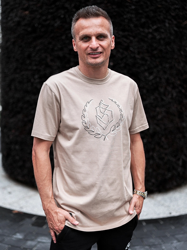 "Outline" T-shirt - Beige / Black for 109.00 PLN