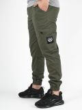 Spodnie Materiałowe Jogger Bojówki "Laur" Khaki / Białe