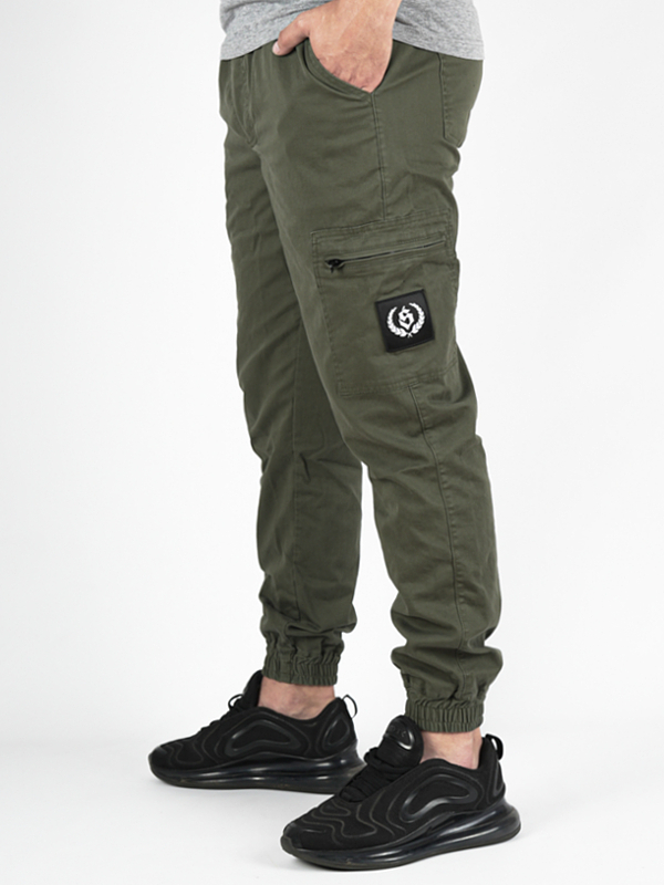 Spodnie Materiałowe Jogger Bojówki "Laur" Khaki / Białe za 199 zł