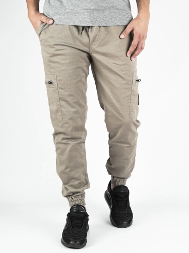 Spodnie Materiałowe Jogger Bojówki "Classic Icon" Beżowe / Białe 2