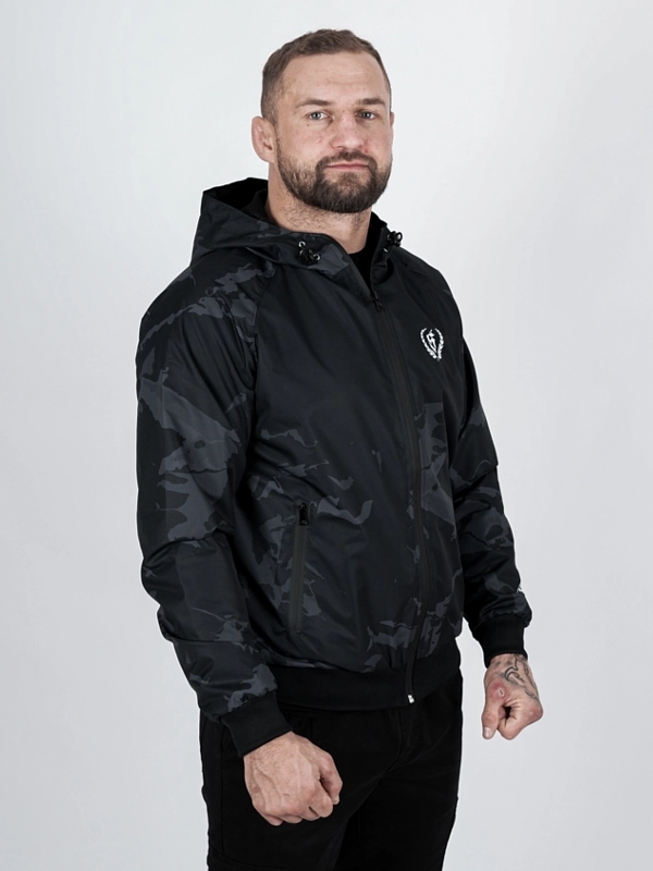 Windbreaker jacket with hood "Laur icon" - black / grey for 339 PLN