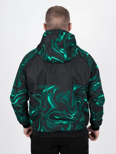 Windbreaker jacket with hood "Laur icon" - black / bottle green 2