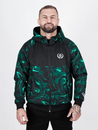 Kurtka wiatrówka z kapturem "Laur icon" - czarna / butelkowa za 339 zł