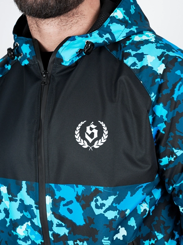 Windbreaker jacket with hood "Laur icon" - black / blue for 339 PLN
