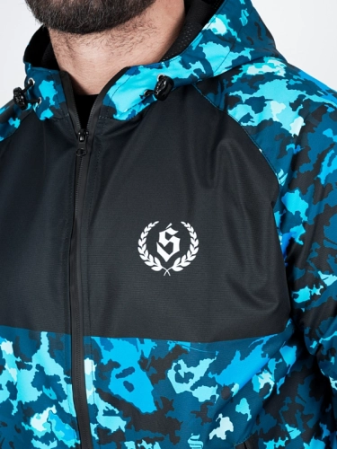 Windbreaker jacket with hood "Laur icon" - black / blue for 339 PLN