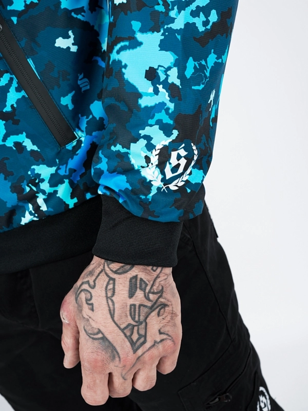 Windbreaker jacket with hood "Laur icon" - black / blue for 339 PLN