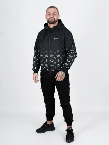 Windbreaker jacket with hood "Pattern" - black for 339 PLN