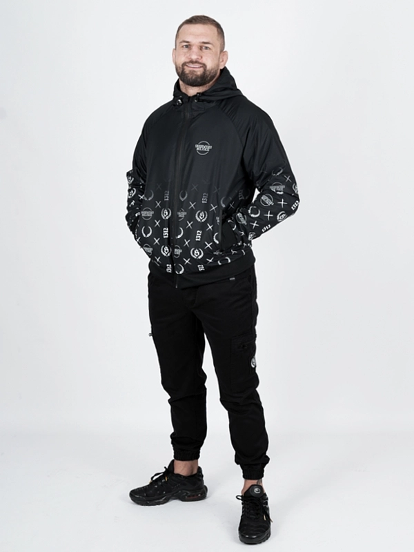Windbreaker jacket with hood "Pattern" - black for 339 PLN