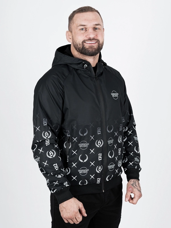 Windbreaker jacket with hood "Pattern" - black for 339 PLN