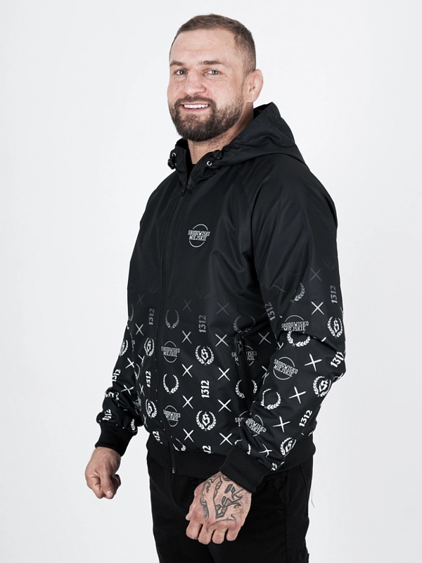 Windbreaker jacket with hood "Pattern" - black for 339 PLN