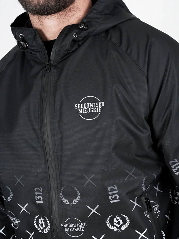 Windbreaker jacket with hood "Pattern" - black for 339 PLN