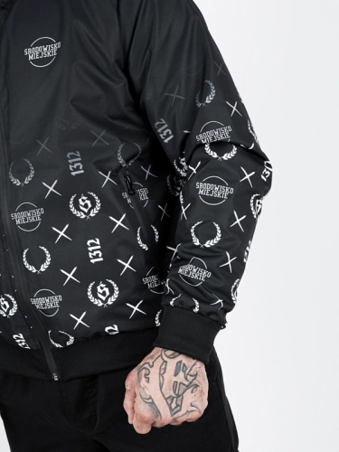 Windbreaker jacket with hood "Pattern" - black for 339 PLN