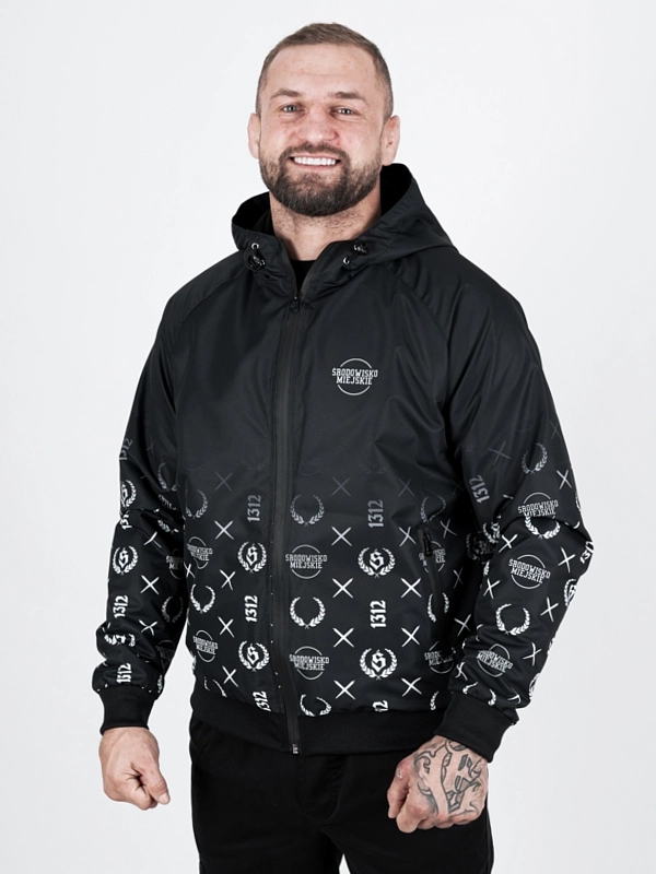 Windbreaker jacket with hood "Pattern" - black for 339 PLN