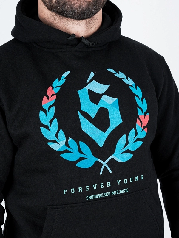 Hoodie "Forever young" - black / blue for 239,00 PLN