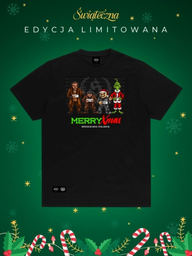 Koszulka "Merry Xmas" - czarna za 119,00 zł