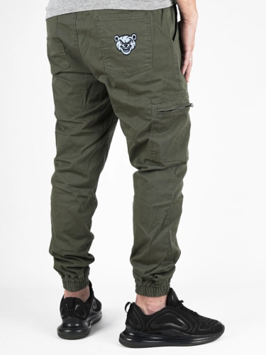 Spodnie Materiałowe Jogger Bojówki "Miś" Khaki / Białe za 209,00 zł