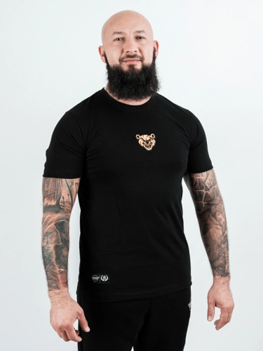 Koszulka "Mordka Emblem" - slim fit - czarna/złota za 119,00 zł
