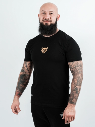 Koszulka "Mordka Emblem" - slim fit - czarna/złota za 119,00 zł