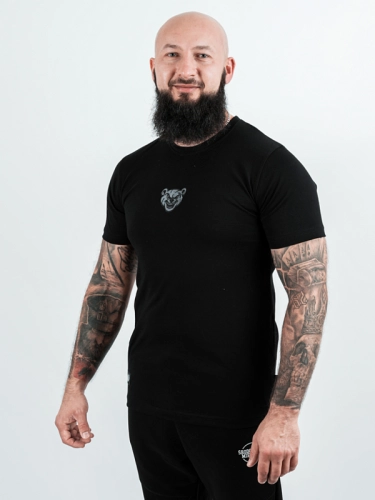 Koszulka "Mordka Emblem" - slim fit - czarna/szara za 119,00 zł