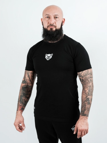 Koszulka "Mordka Emblem" - slim fit - czarna/biała za 119,00 zł