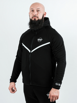 Hoodie zipped "Classic Tech" - black/white