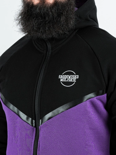 Bluza z kapturem rozpinana "Classic Tech" - czarna/fioletowa 299,00 zł