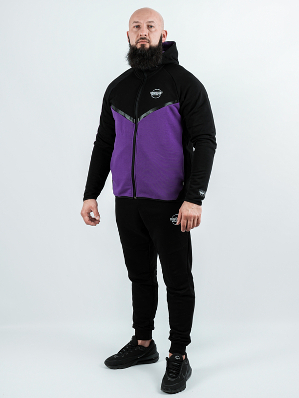 Bluza z kapturem rozpinana "Classic Tech" - czarna/fioletowa 299,00 zł