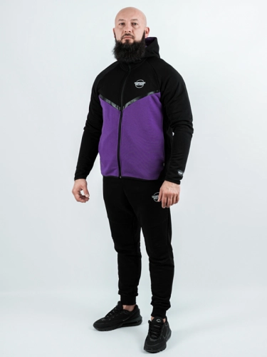 Bluza z kapturem rozpinana "Classic Tech" - czarna/fioletowa 299,00 zł