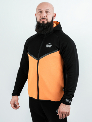 Bluza z kapturem rozpinana "Classic Tech" - czarna/mango