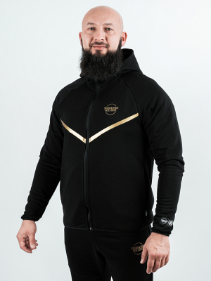 Hoodie zipped "Classic Tech" - black/gold