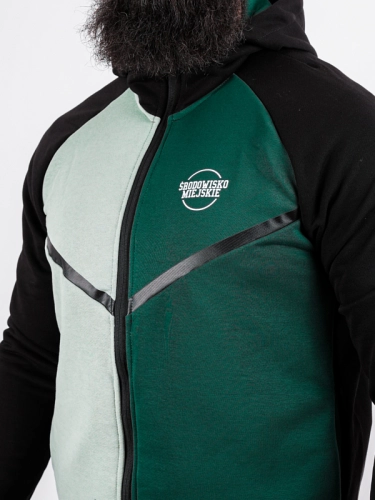 Hoodie zipped "Classic Tech" - black/mint/green for 299,00 PLN