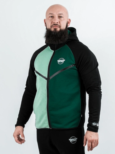 Bluza z kapturem rozpinana "Classic Tech" - czarna/miętowo/zielona