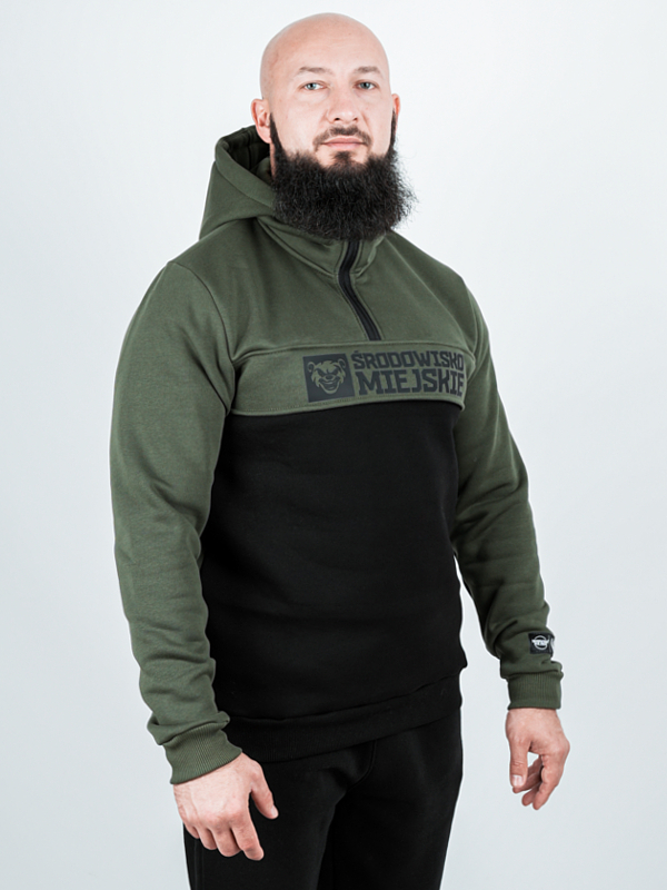 Hoodie "Essential Bear" - khaki/black for 279,00 PLN