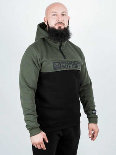 Bluza z kapturem "Essential Bear" - khaki/czarna za 279,00 zł