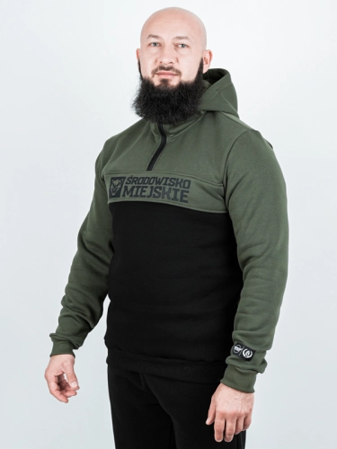 Bluza z kapturem "Essential Bear" - khaki/czarna za 279,00 zł