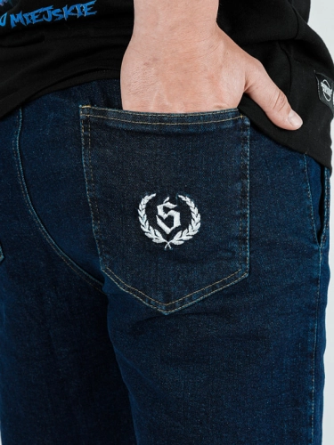 Short denim shorts "Laur" Blue / White for 169.99 PLN