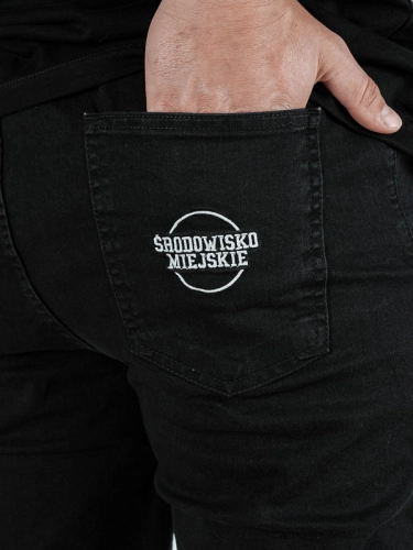 "Classic Icon" Denim Shorts Black/White for 169.00 PLN