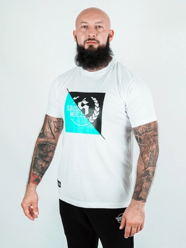 "Duo" T-shirt - White / Turquoise for 109.00 PLN