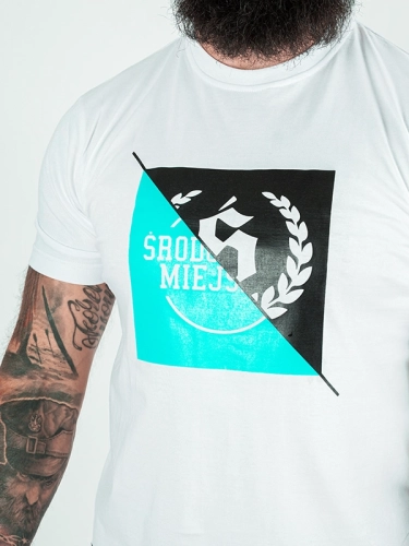 "Duo" T-shirt - White / Turquoise for 109.00 PLN 2