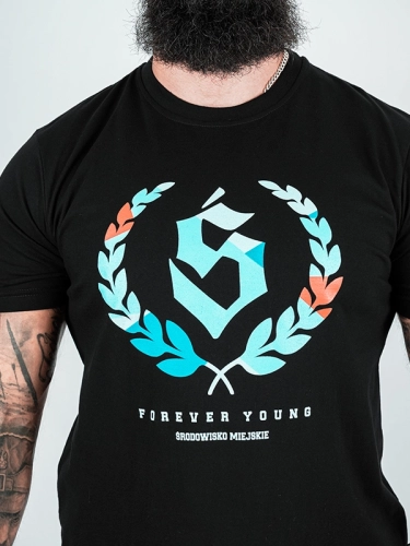 "Forever young" T-shirt - Black / Blue for 119.00 PLN