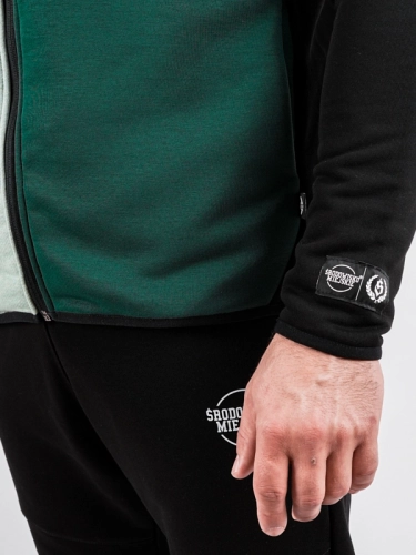 Komplet bluza rozpinana z kapturem i spodnie dresowe "Classic Tech" - czarna/miętowo/zielona