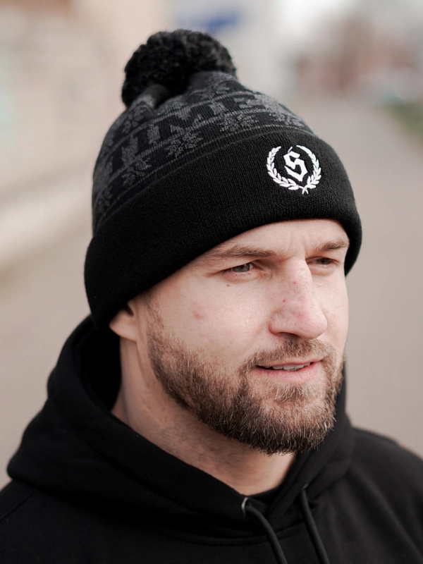 Czapka zimowa "All time on tour" pompon - Czarna / Szara za 89,00 zł