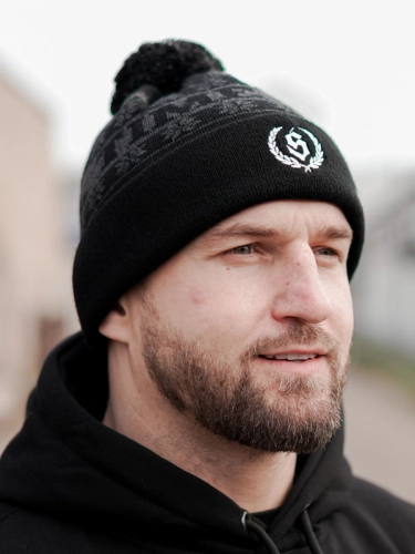 Czapka zimowa "All time on tour" pompon - Czarna / Szara za 89,00 zł